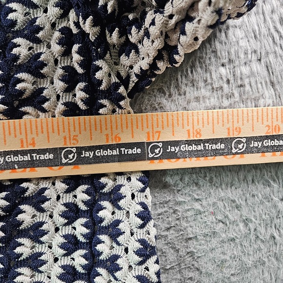 Zara Top Women‎ Medium Cut Out Back Knit Long Sleeve Black White - Picture 8 of 11